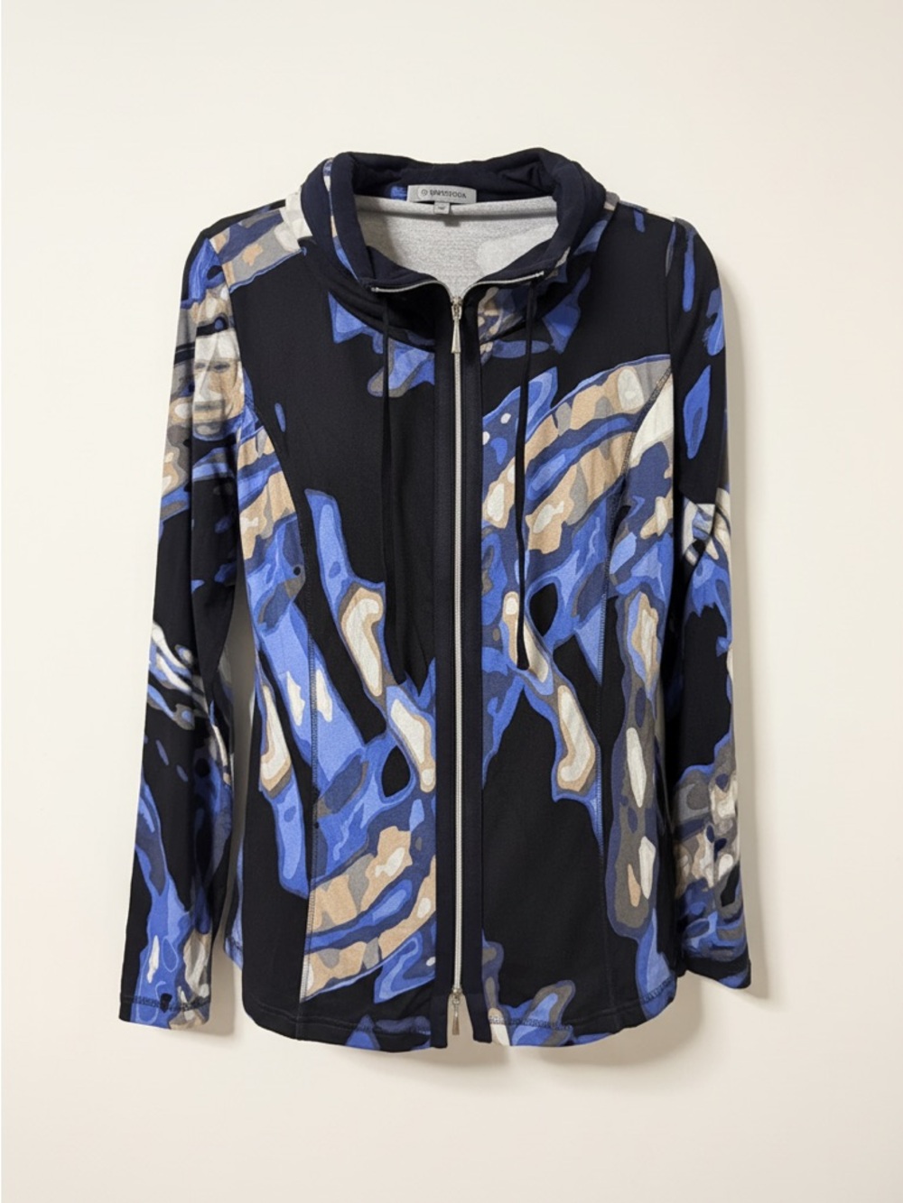 Blue Abstract Zip-Front Jacket